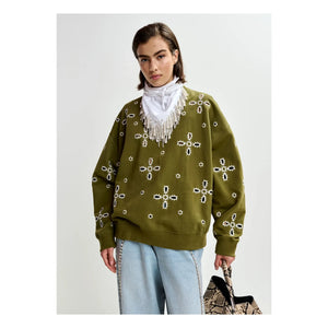Essentiel Antwerp - Jix Embroidered Sweatshirt | Olive Green