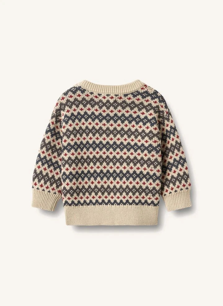 Wheat - Harlow Organic Cotton Baby Jacquard Sweater | Beige