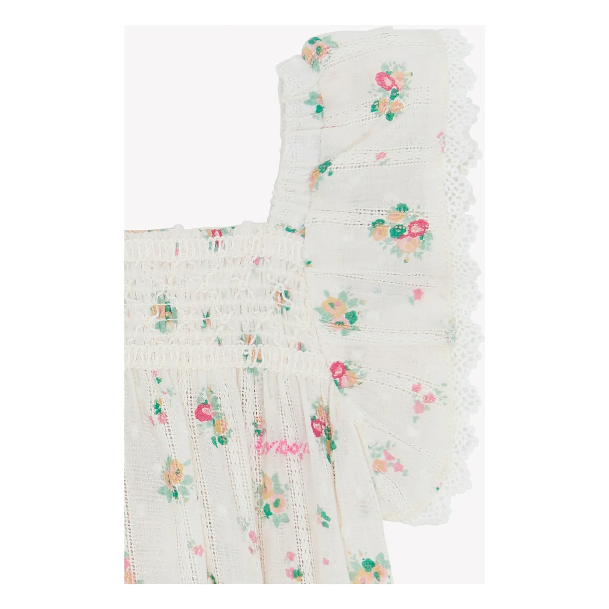 Bonton - Lalix Bouquets Gathered Romper | White