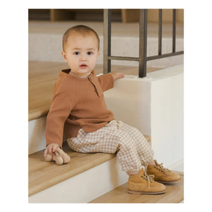 Quincy Mae - Organic Cotton Gingham Pants | Brown