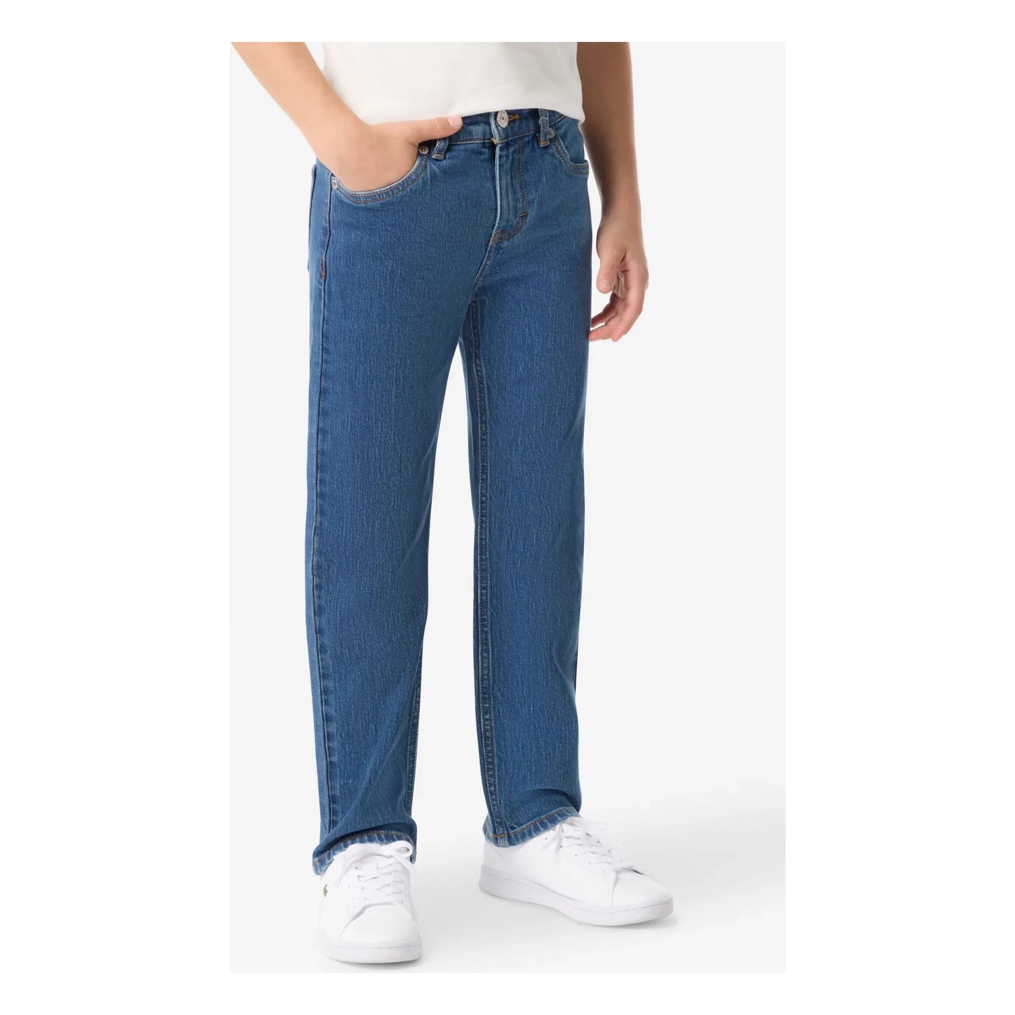 Lacoste - Straight Leg Logo Embroidered Jeans | Light Blue