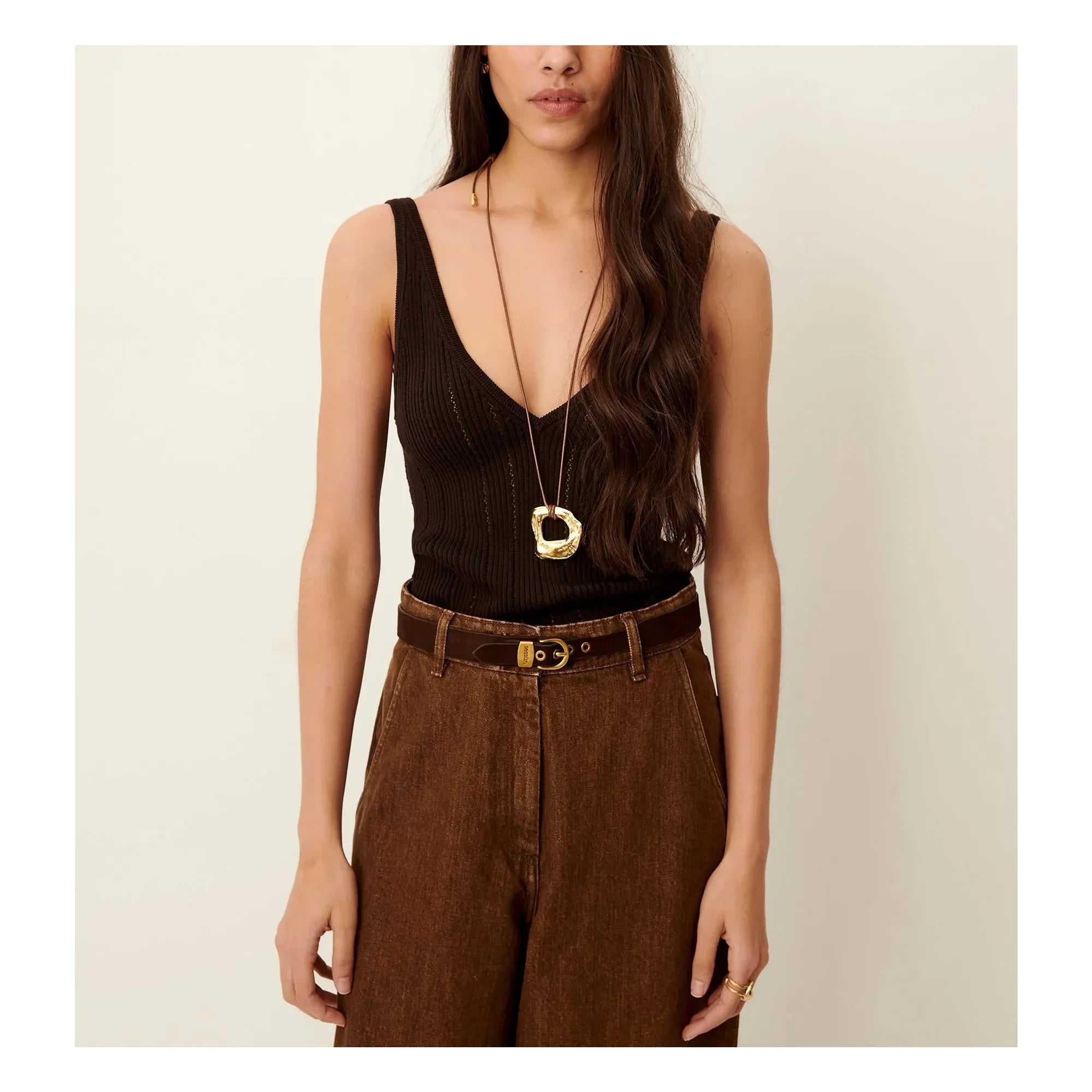 Sessùn - Attita Cotton Tank Top | Brown