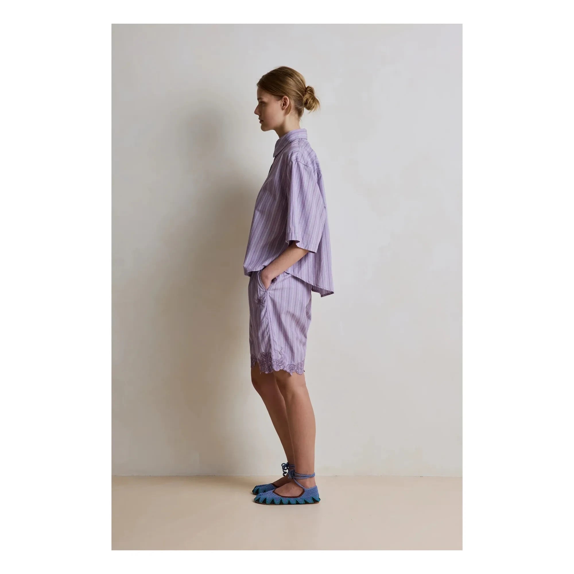 Hod - Selena Cotton Striped Shirt | Lilac