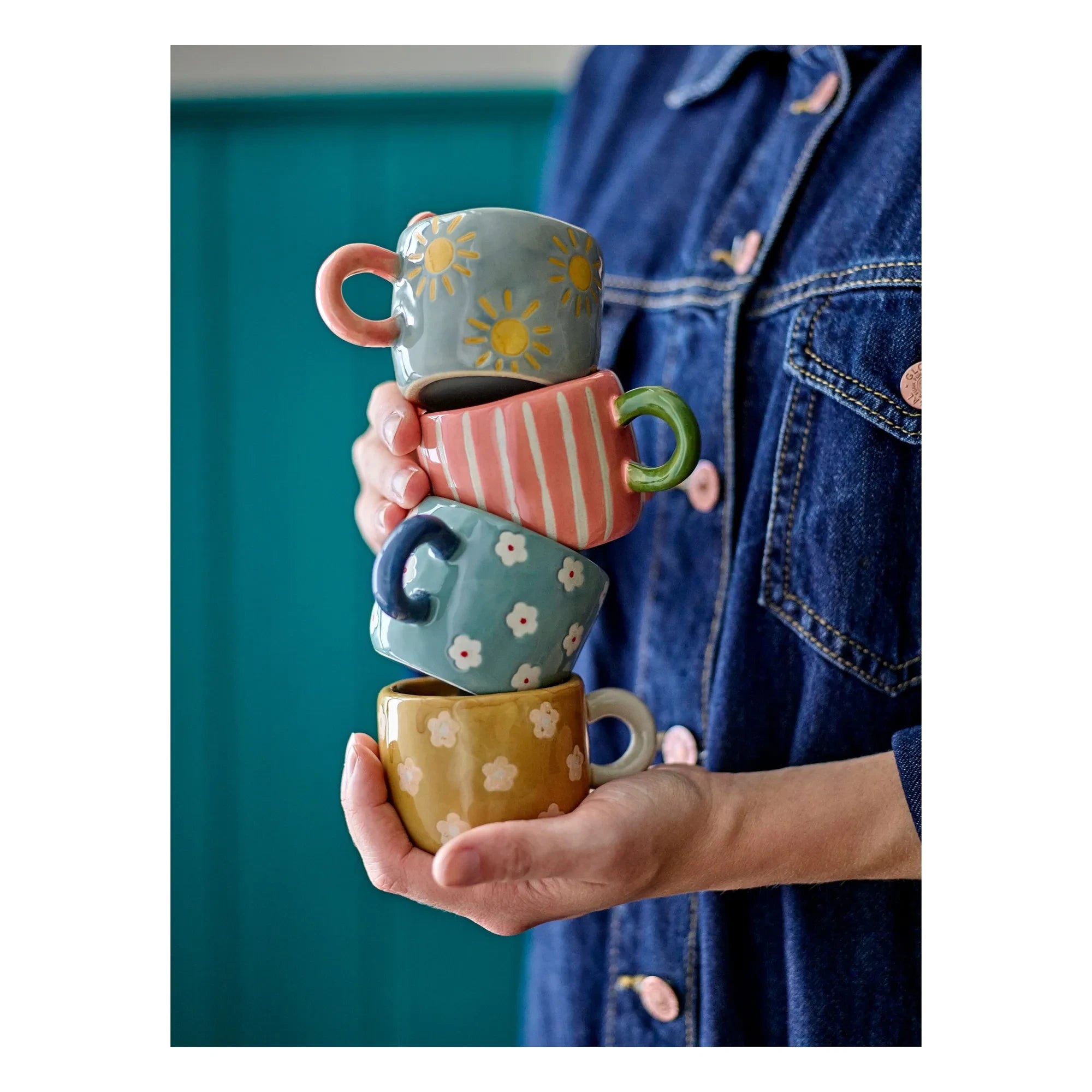 Bloomingville - Nini Striped Stone Ceramic Mug | Pink