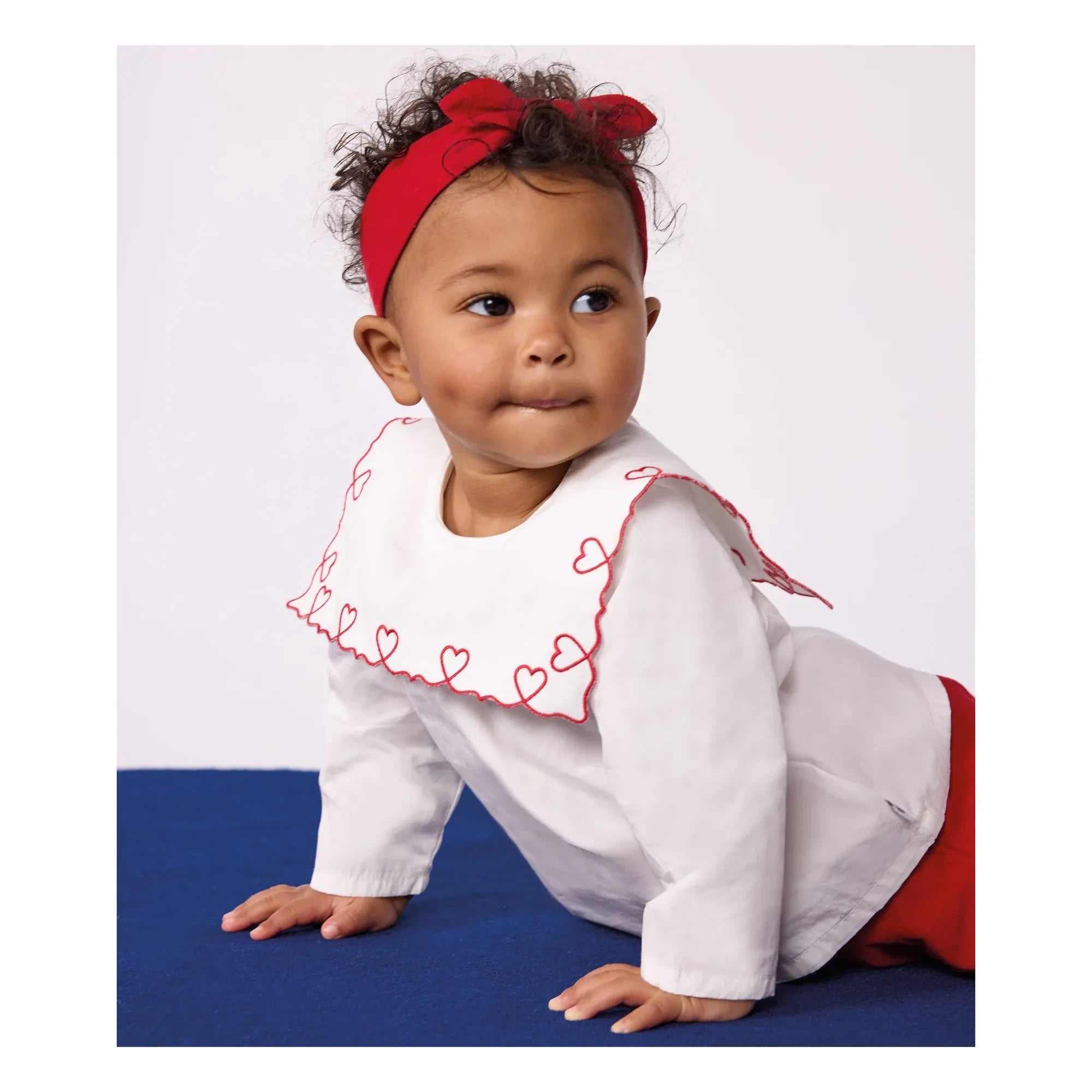 Petit Bateau - Wide Collar Poplin Organic Cotton Blouse | White