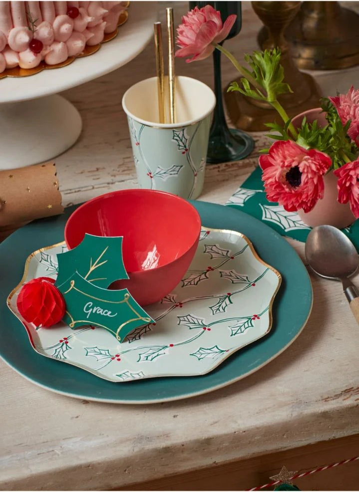 Meri Meri - Block Print designed large Christmas plates - set of 8