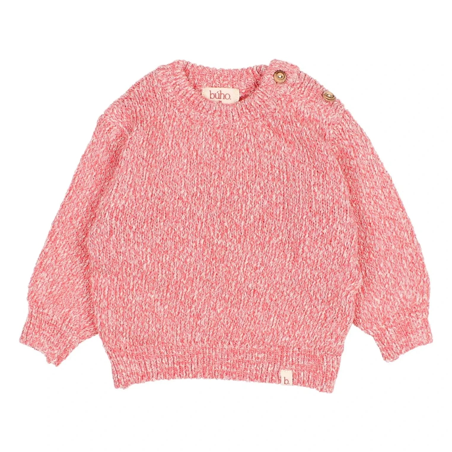 Búho - Chiné Organic Cotton Baby Sweater | Pink