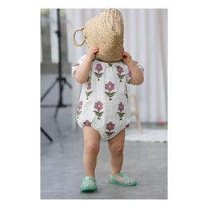 Lililotte - Iris Flowers Organic Cotton Romper | Ivory