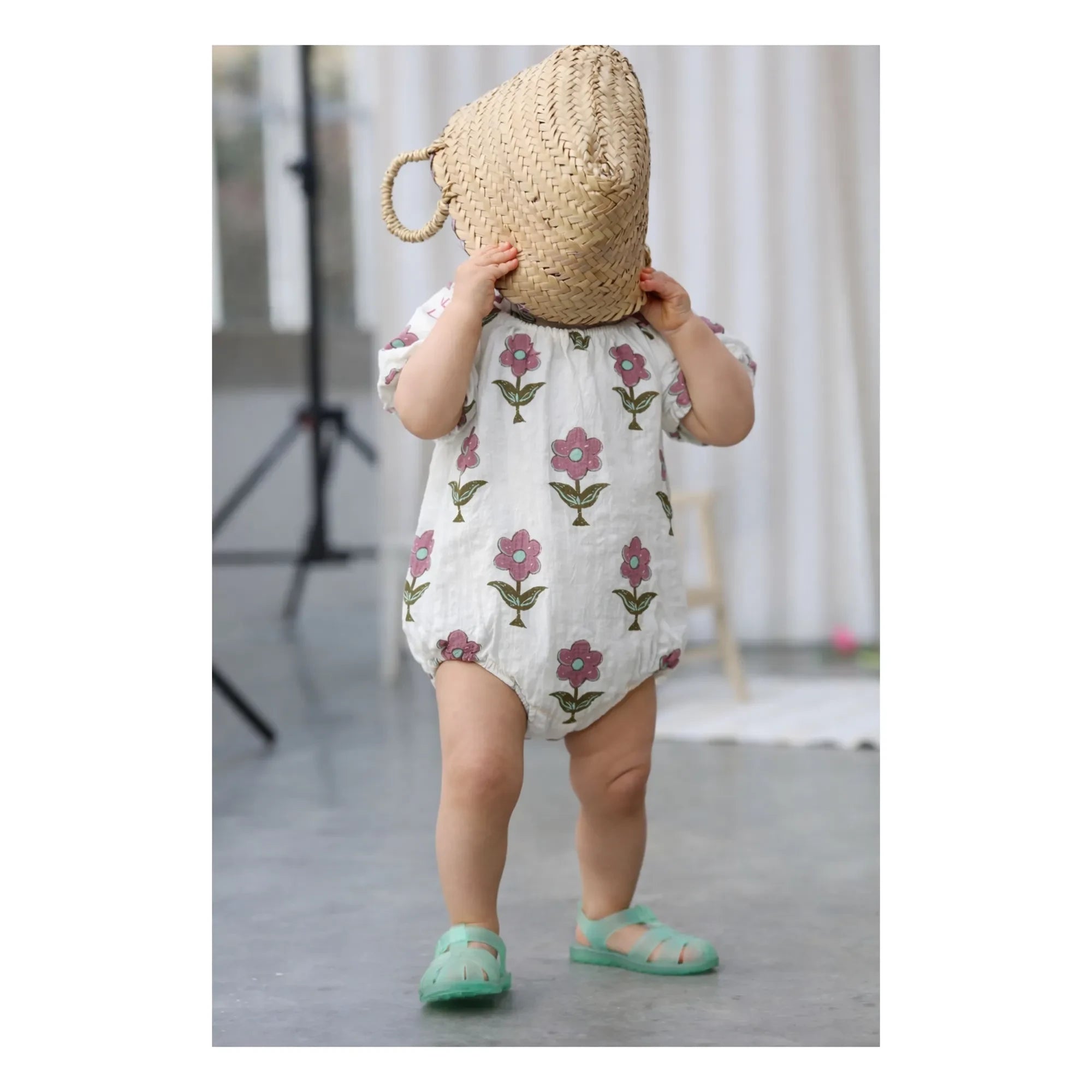 Lililotte - Iris Flowers Organic Cotton Romper | Ivory