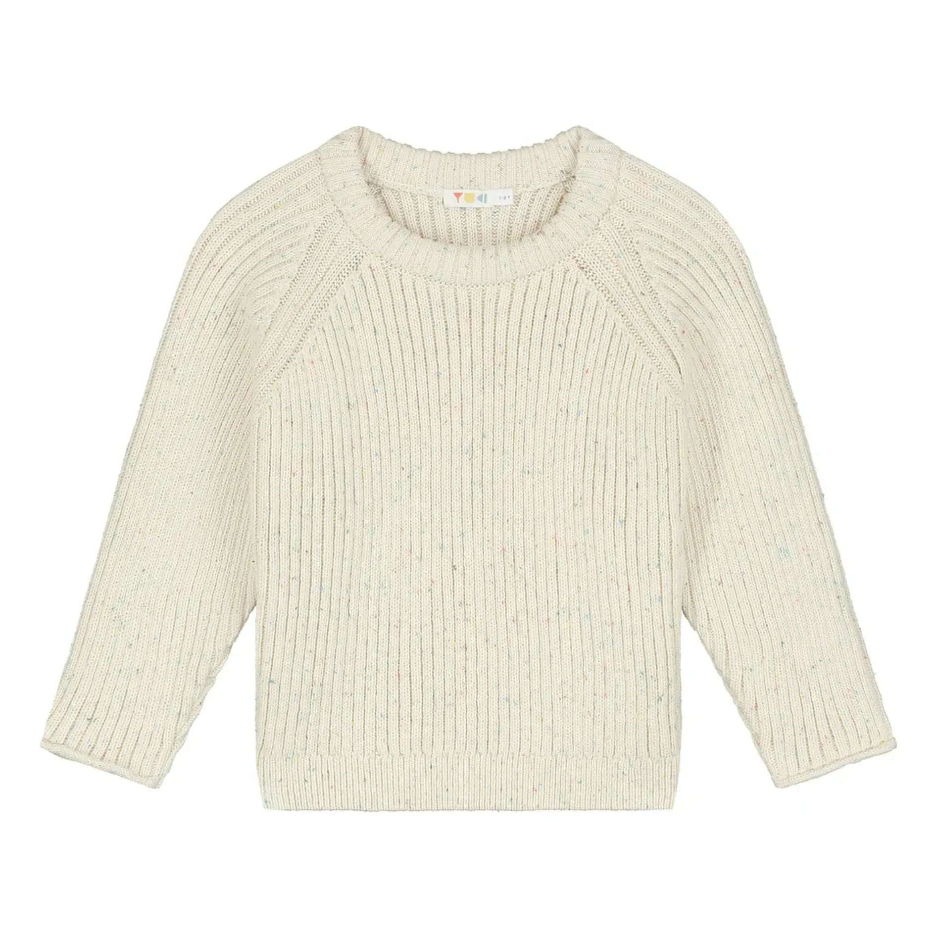 Yuki - Organic Cotton Ribbed Sweater | Heather White