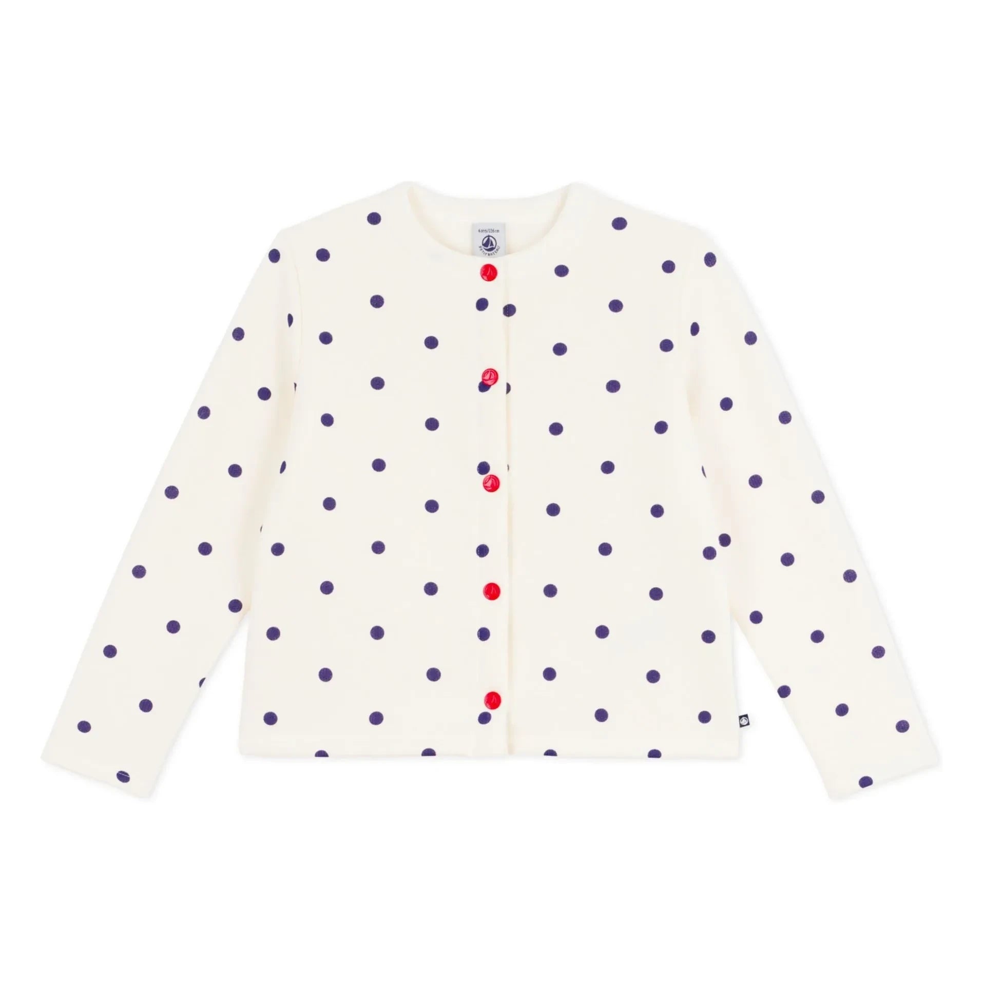 Petit Bateau - Cotton Fleece Polka Dot Cardigan | Ecru