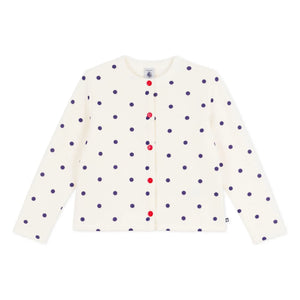 Petit Bateau - Cotton Fleece Polka Dot Cardigan | Ecru