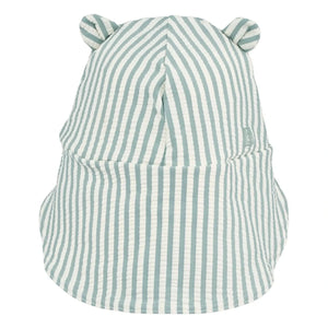 Liewood - Senia Striped Seersucker UV-Resistant Hat with Ears Recycled Fiber | Green