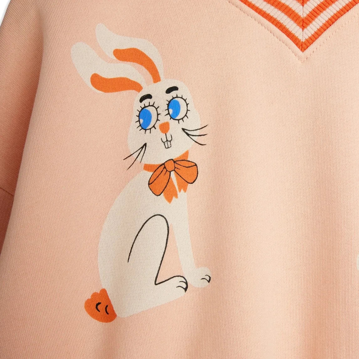 Mini Rodini - Yuvarlak yaka sweatshirt Rabbits Organik pamuk | Pembe
