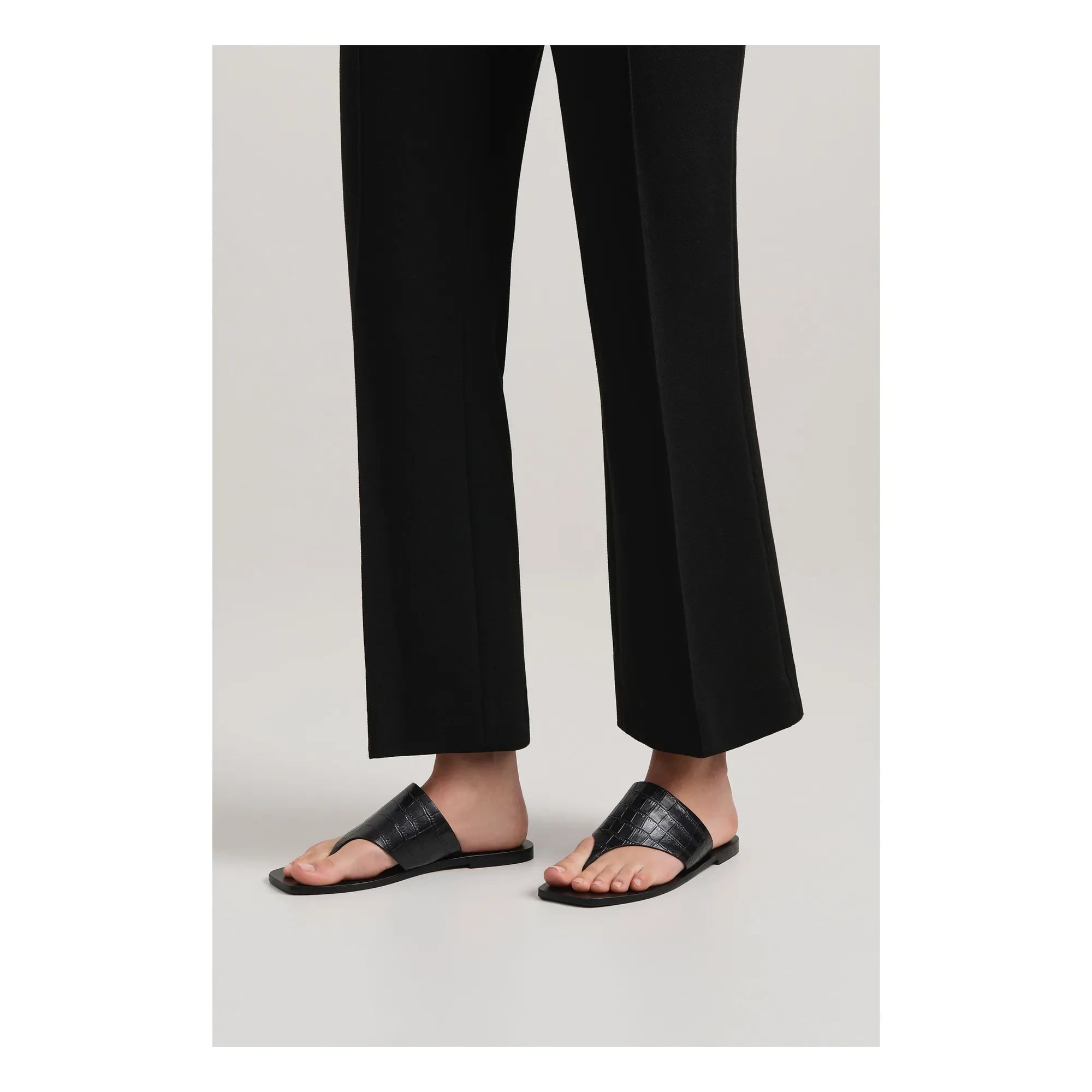 A. Emery - Crocodile Patterned Nose Sandals | Black