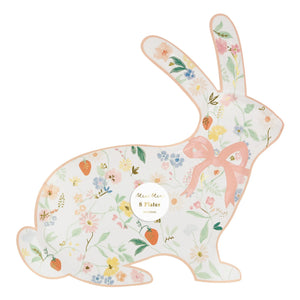 Meri Meri - İlkbahar çiçekli tavşan tabaklar - 8'li Set | Pastel
