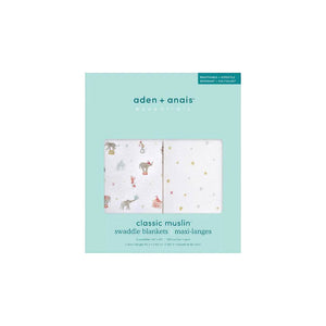 aden + anais Essentials Cotton Muslin Swaddle Blankets 2pk - Elephant Circus-Blankets-Elephant Circus-One Size | Natural Baby Shower