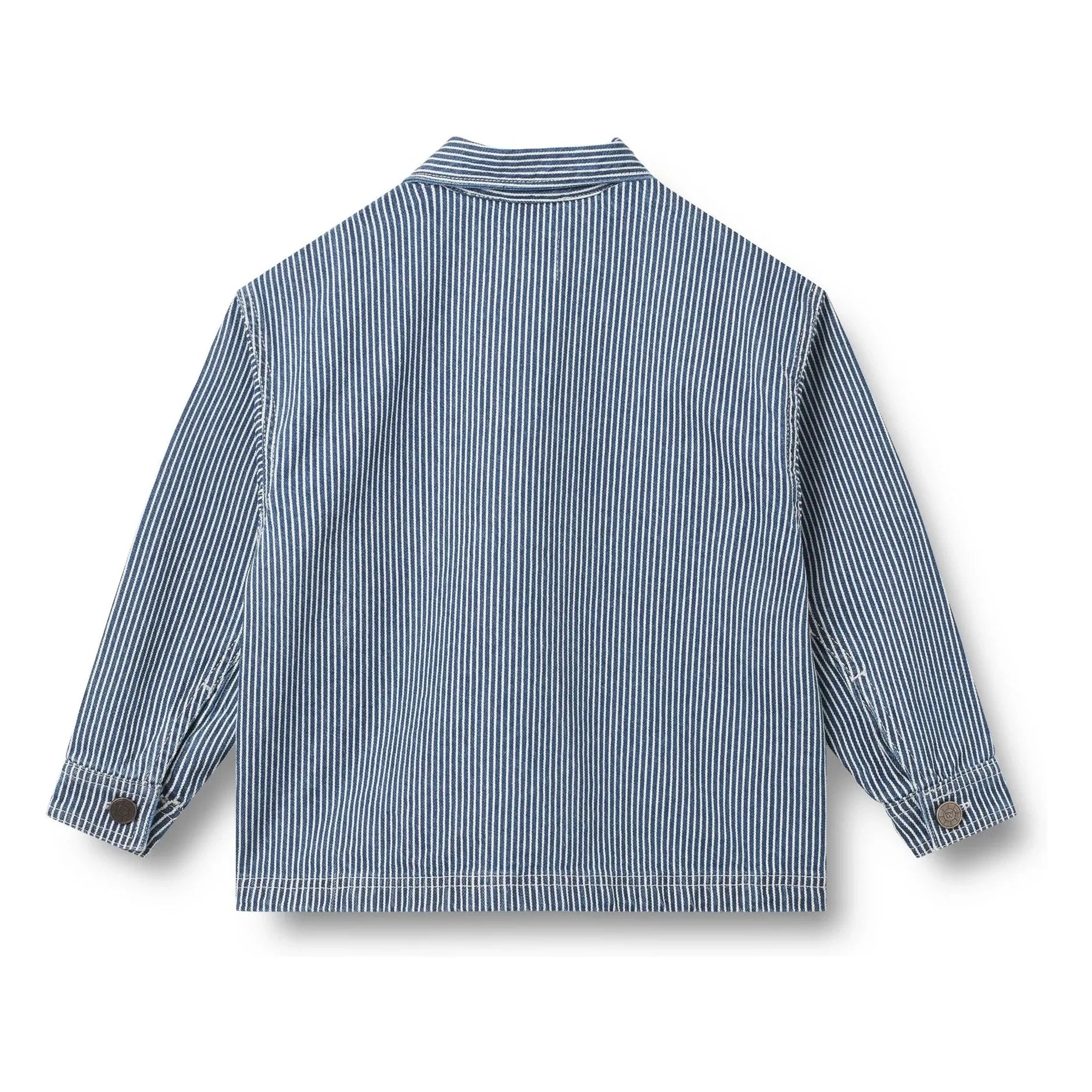 Wheat - Cole Denim Striped Organic Cotton Jacket | Blue