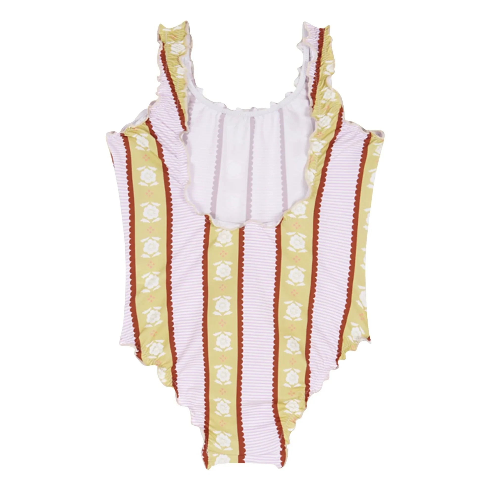 birinit - Caspe Striped Swimsuit with Flowers | Pale Pink