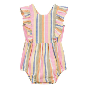 Arsène et Les Pipelettes - Striped voile romper | Pink