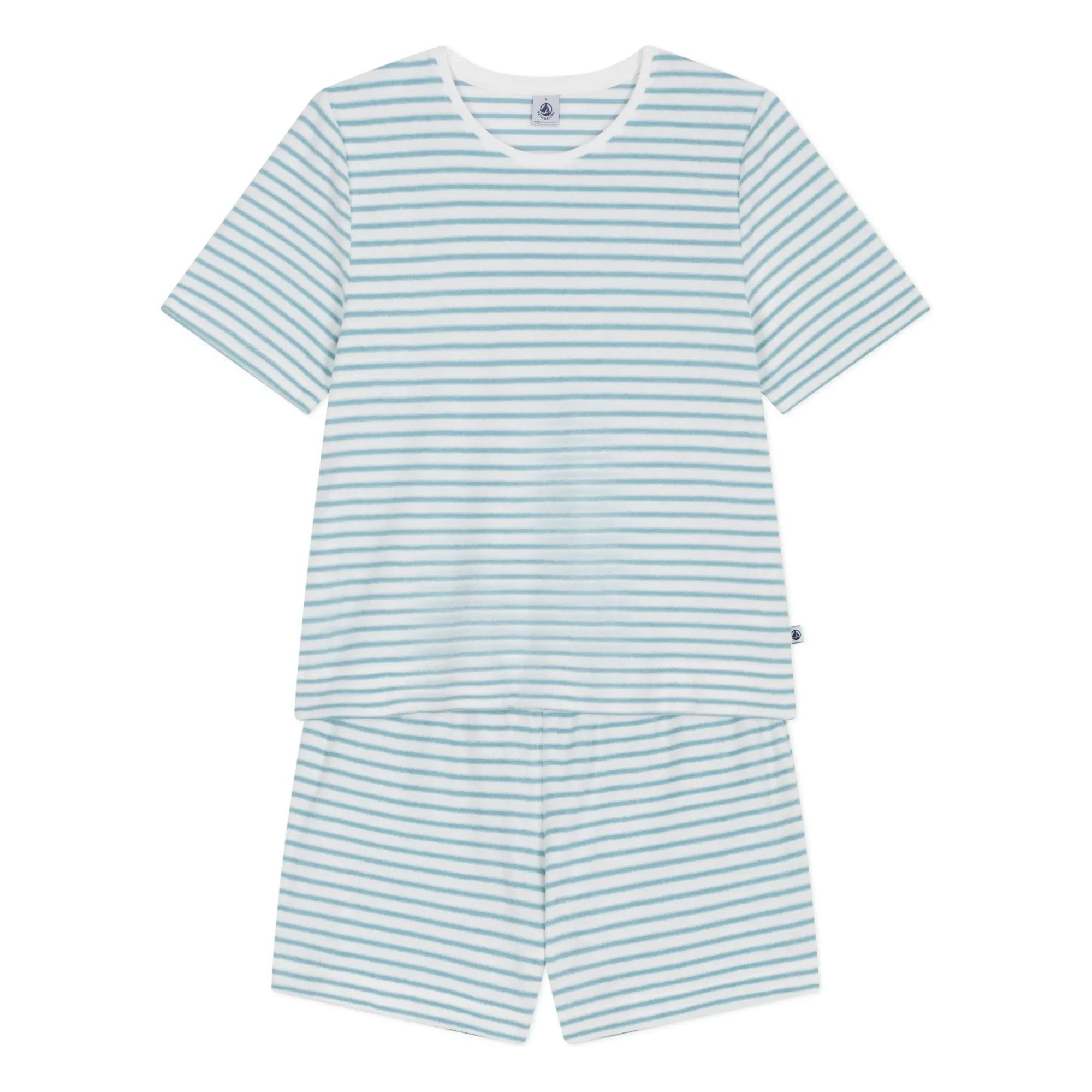 Petit Bateau - Striped Towel Pajama Shorts | Turquoise