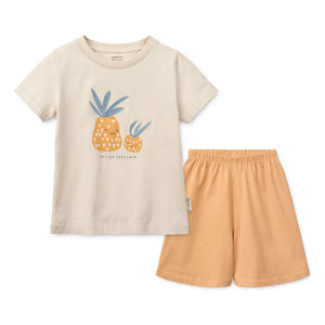 Liewood - Organic Cotton Pineapple T-Shirt and Shorts Set | Apricot