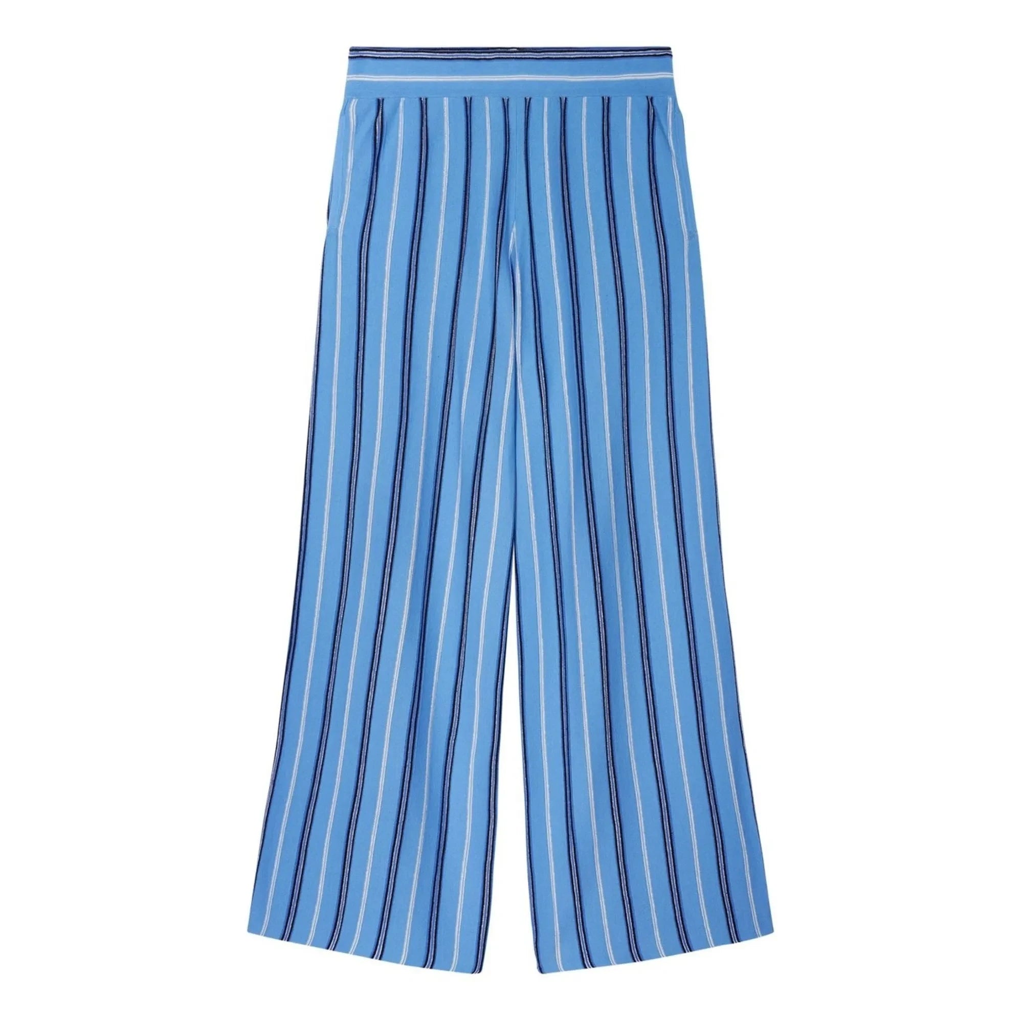 Bompard - Linen, Cotton, and Silk Striped Pants | Blue