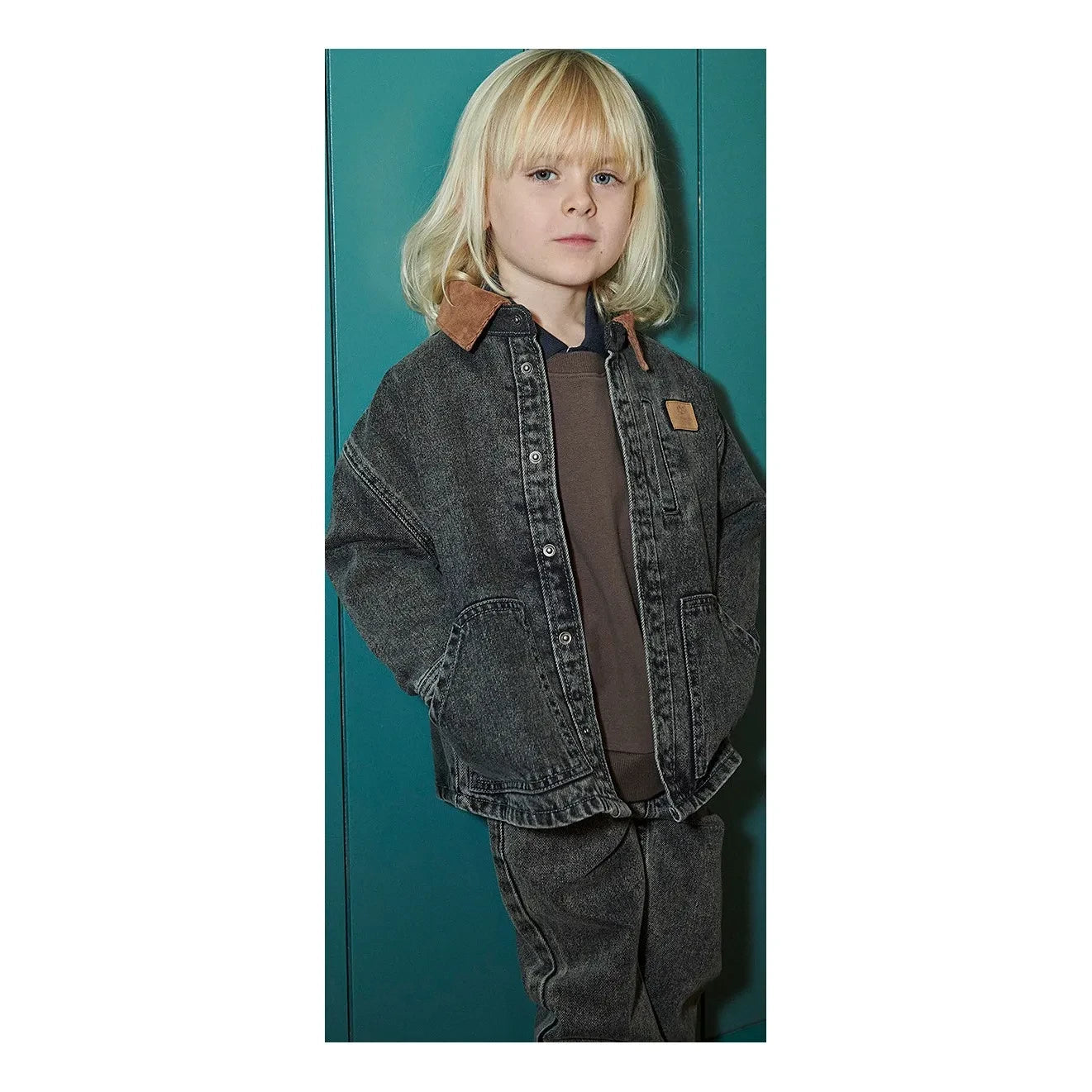 Copenhagen Colors - Organic Cotton Distressed Denim Jacket | Dark Grey