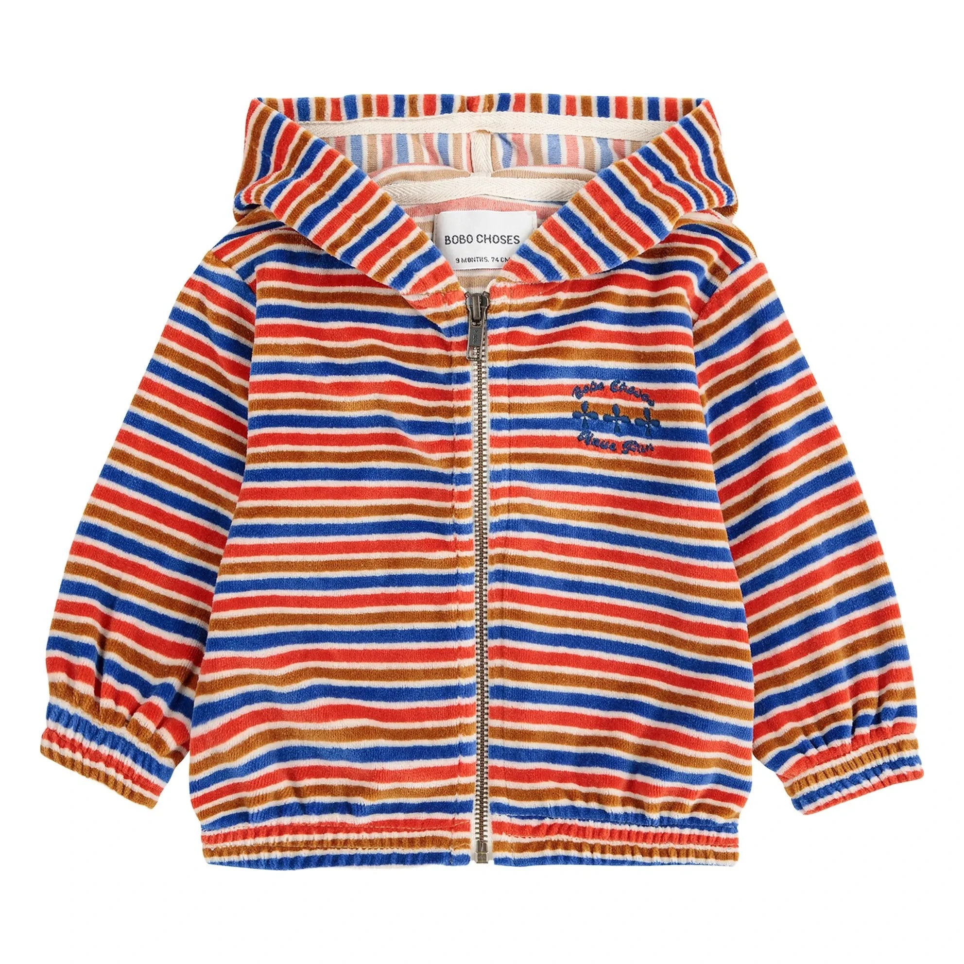 Bobo Choses - Striped Velvet Hoodie | Red