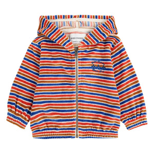 Bobo Choses - Striped Velvet Hoodie | Red