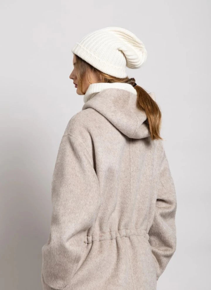 Smallable Woman - Equinoxe Wool Hooded Coat | Pearl grey