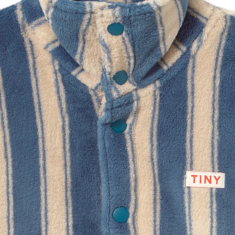 Tinycottons - Striped Fleece Jacket | Petrol Blue