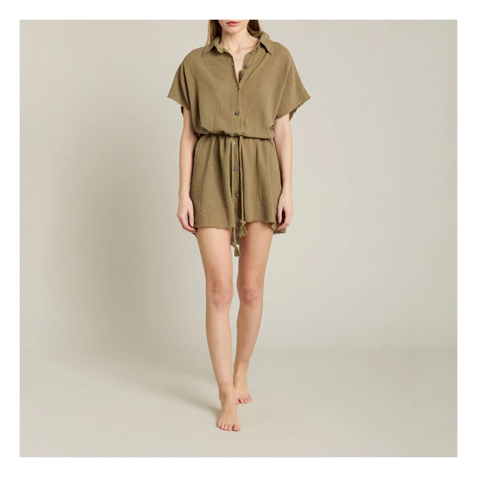 Maison Saint Julien - Paros Cotton Muslin Dress | Khaki