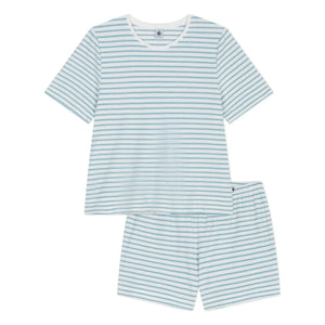 Petit Bateau - Striped Towel Pajama Shorts | Turquoise