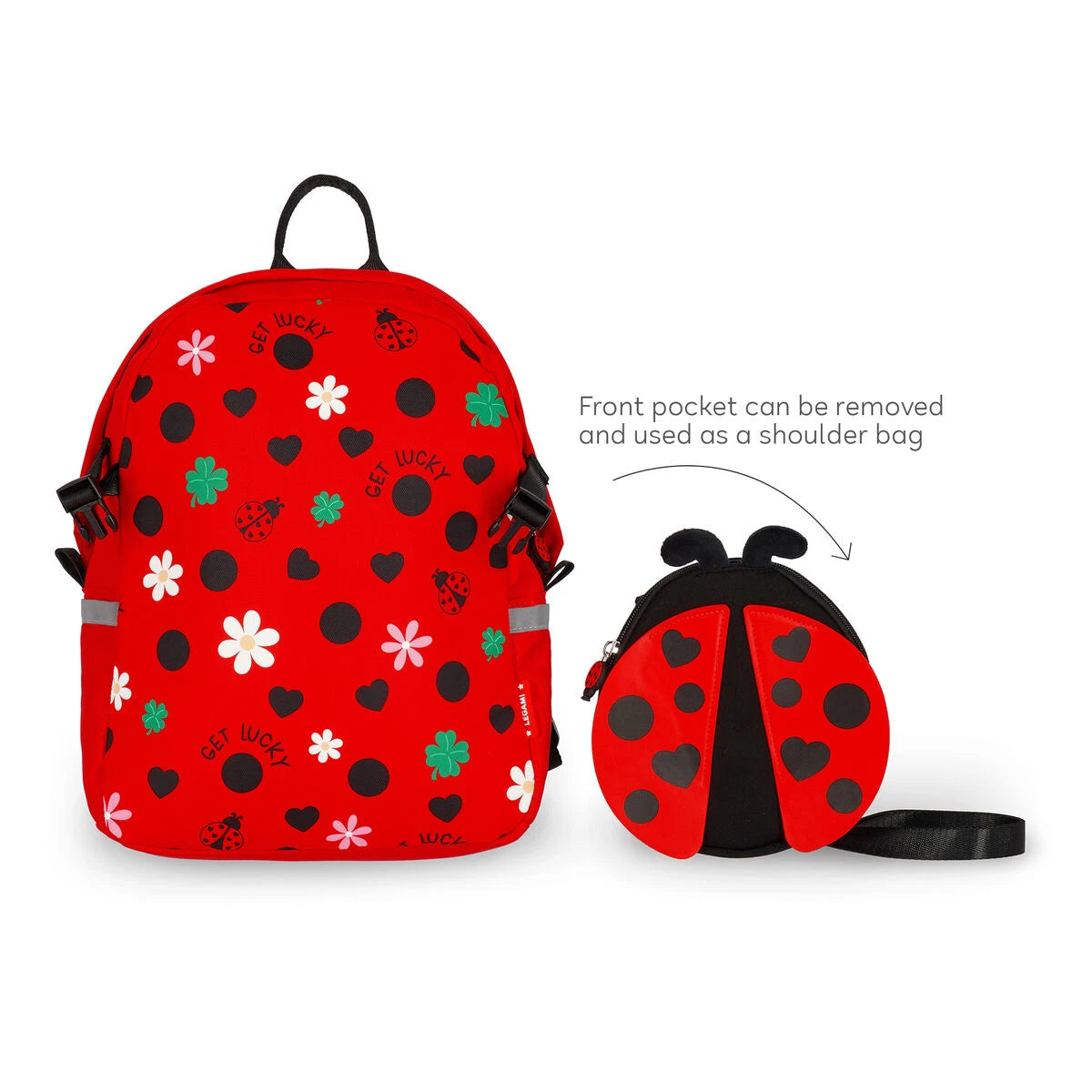 Legami - 2-in-1 Uğurböceği Sırt Çantası ile Removable Front Pocket - Çok Tatlı!