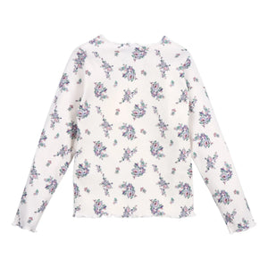 the new society - Floral Ribbed T-Shirt | Beige