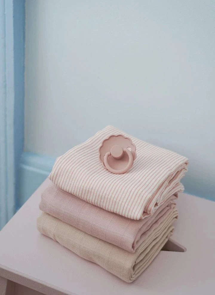 Cam Cam - Classic Striped Muslin Swaddles - Set of 3 | Pink