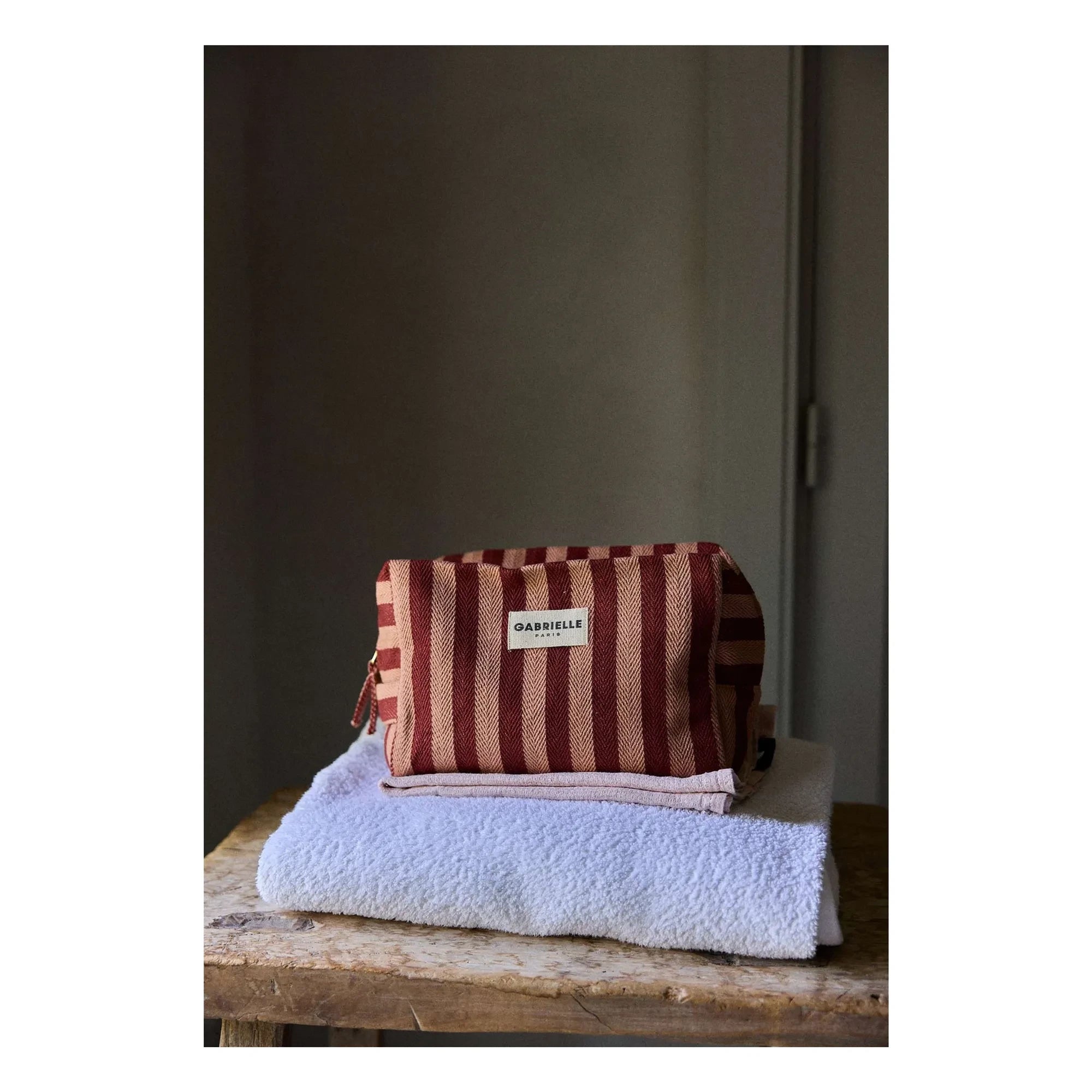 Gabrielle Paris - Garance Striped Makeup Bag | Red