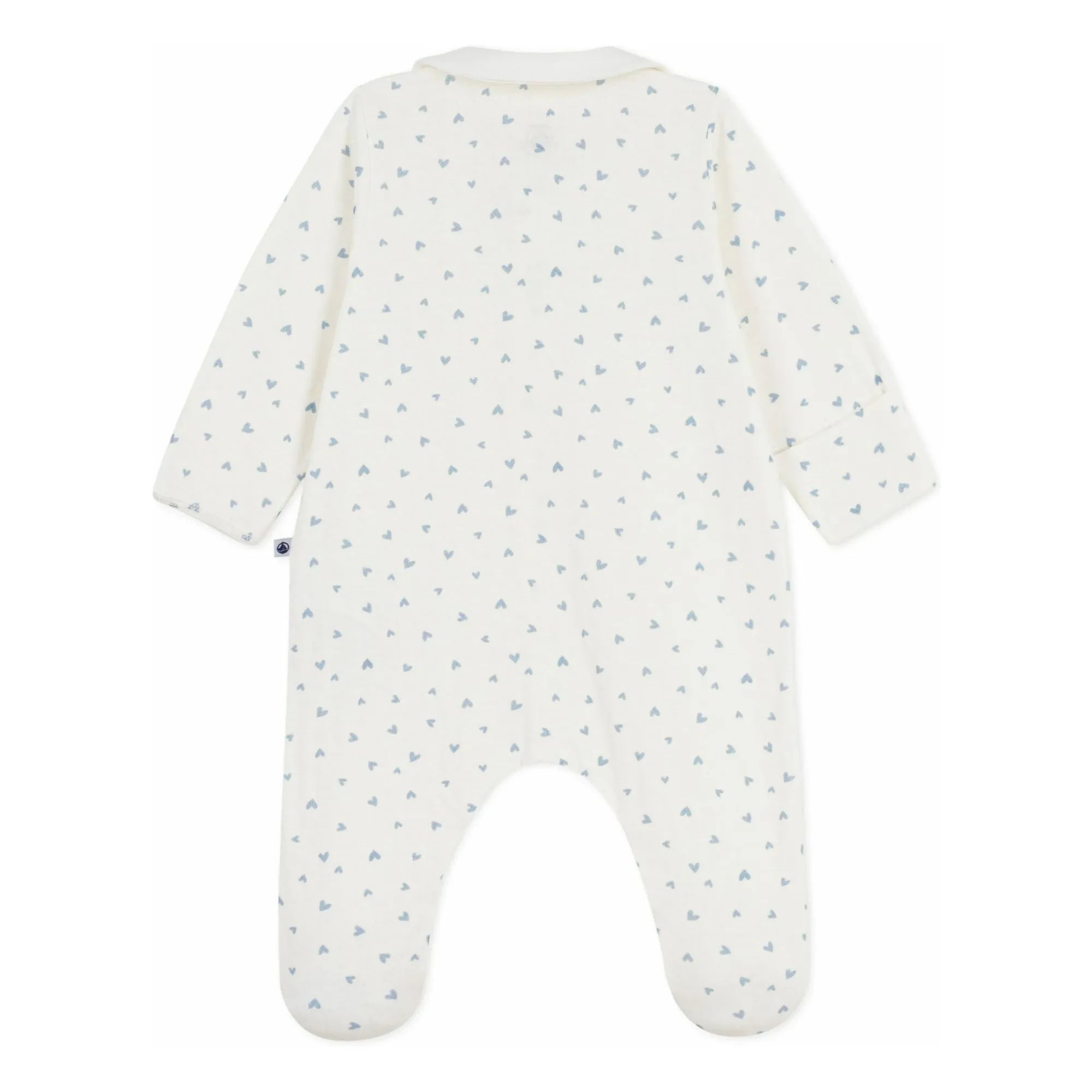 Petit Bateau - Heart Organic Velvet Pajama Sleepsuit | White