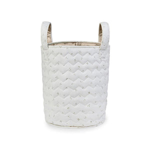 Avery Row Large Quilted Storage Basket - Nettle Scatter/Birch-Storage Baskets-Nettle Scatter/Birch- | Natural Baby Shower