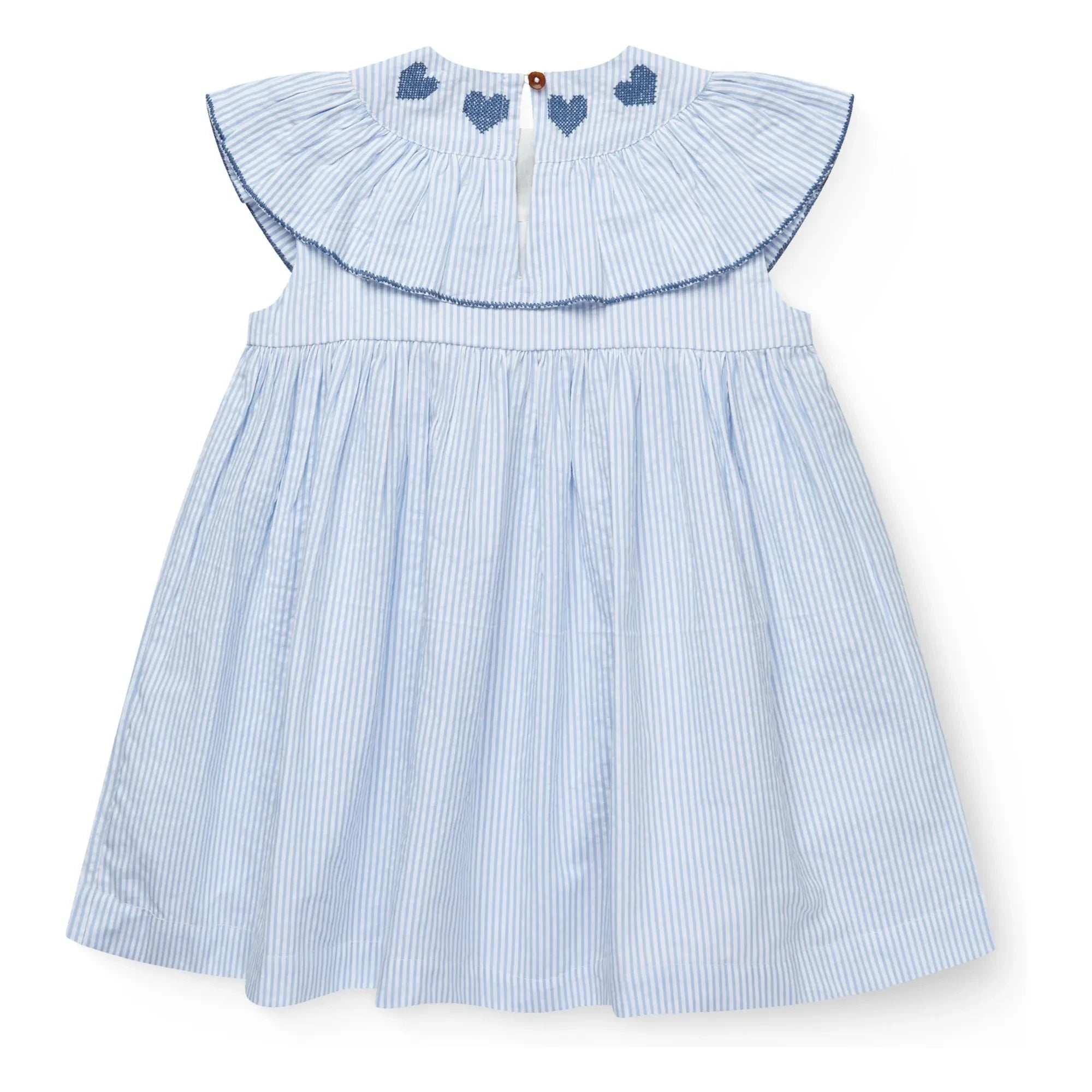 Copenhagen Colors - Striped Seersucker Organic Cotton Dress | Light Blue