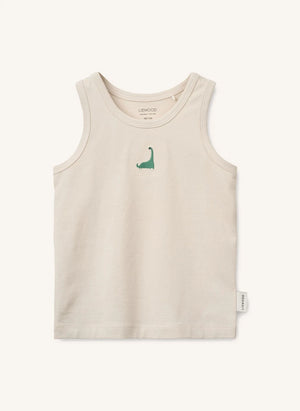Liewood - 2-Pack Faris Dinosaur Organic Cotton Tank Top | Sand