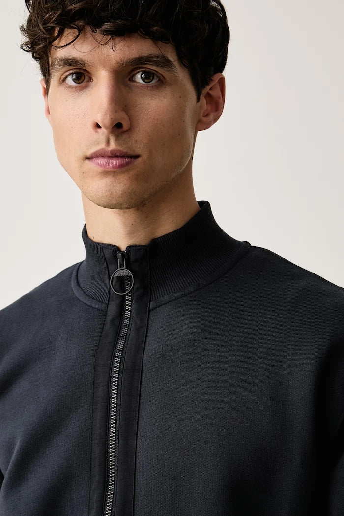 Barbour erkek pamuklu fermuarlı sweatshirt Caldbeck