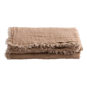 Maison de Vacances - Vice Versa Washed Linen Gauze Fringed Curtain | Latte