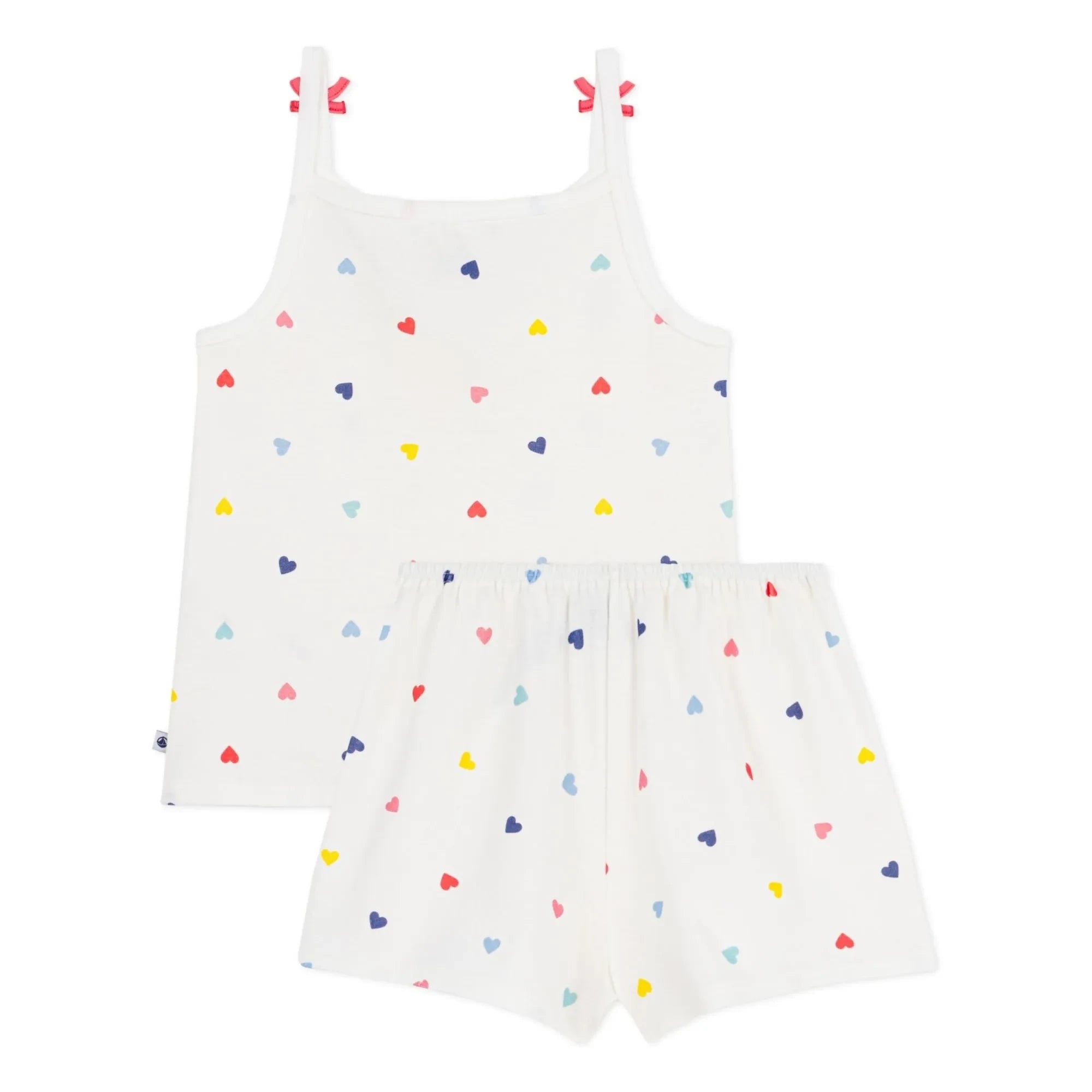 Petit Bateau - Heart Print Short Pajama Tank Top | White