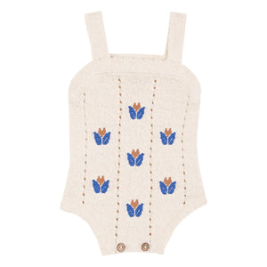 birinit - Fine knit embroidered jumpsuit | Off-white