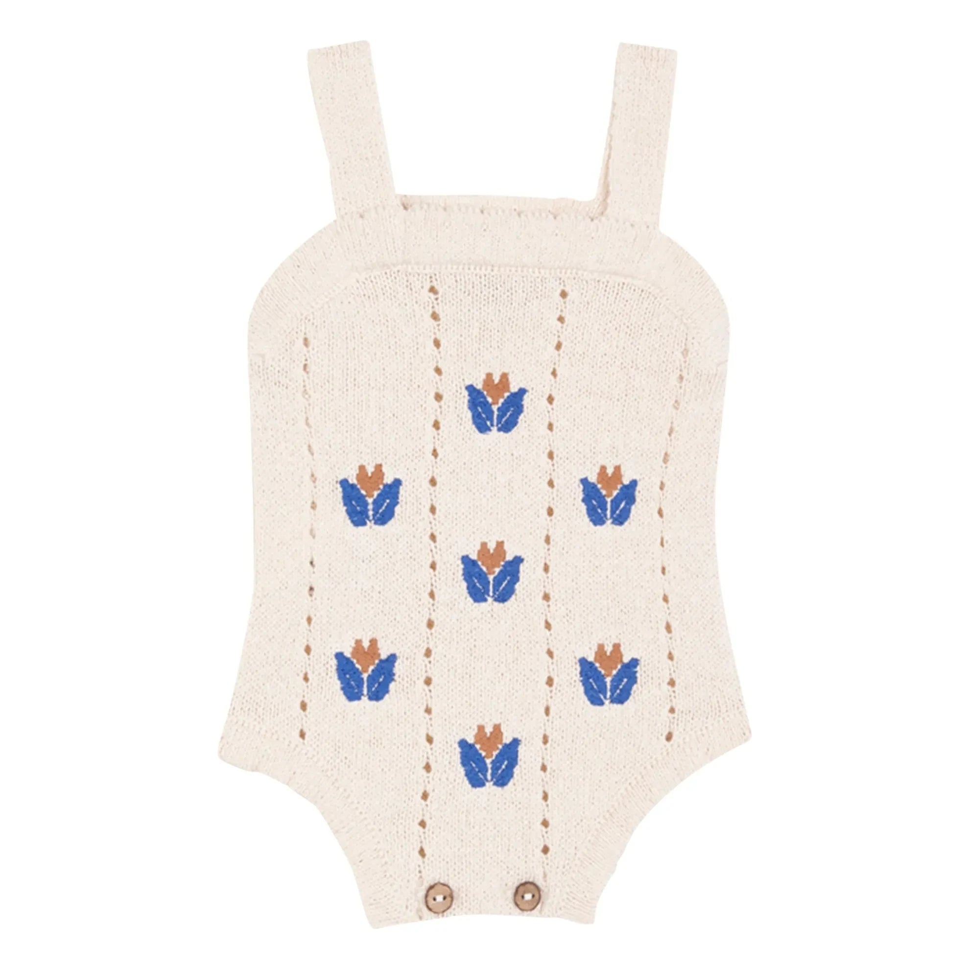 birinit - Fine knit embroidered jumpsuit | Off-white