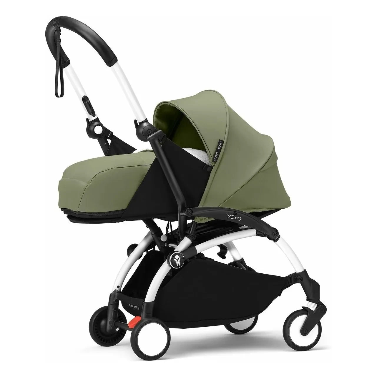 Stokke® - YOYO³ 0+ yenidoğan bebek arabası Beyaz şasi | Zeytin