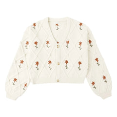 Rylee + Cru - Short Winter Daisy Cardigan | Off-White