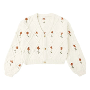 Rylee + Cru - Short Winter Daisy Cardigan | Off-White